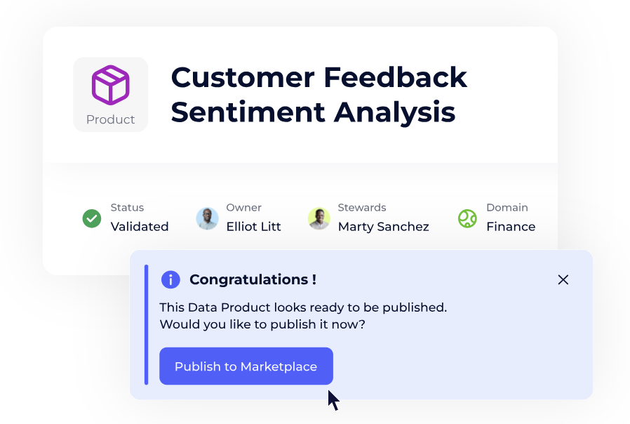 Publication d’un produit data validé pour la gouvernance de la valeur